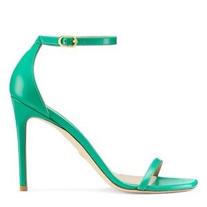 Stuart Weitzman - Nudistairve Kelly Green Open Toe Ankle Strap Heels Size 7.5